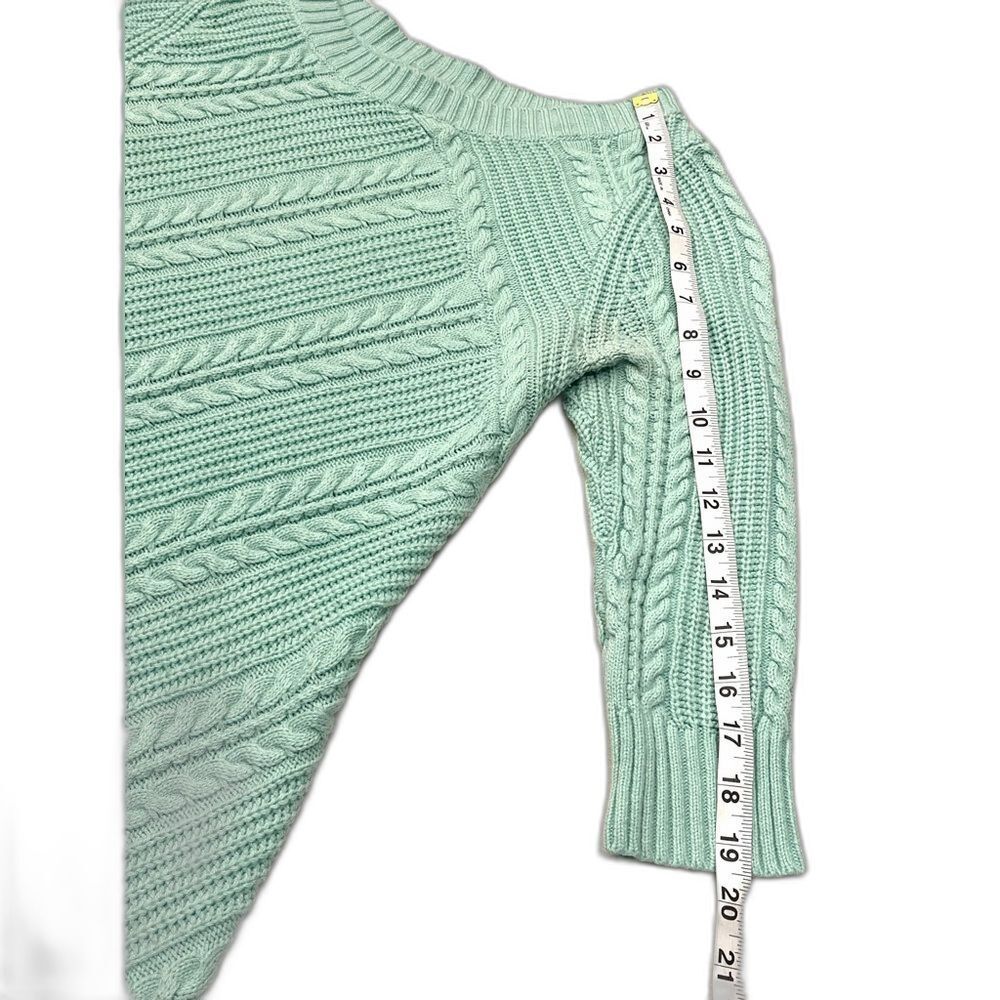 New York & Company Women’s Mint Green Cable Knit 3/4 Sleeve Sweater Medium - Picture 6 of 16